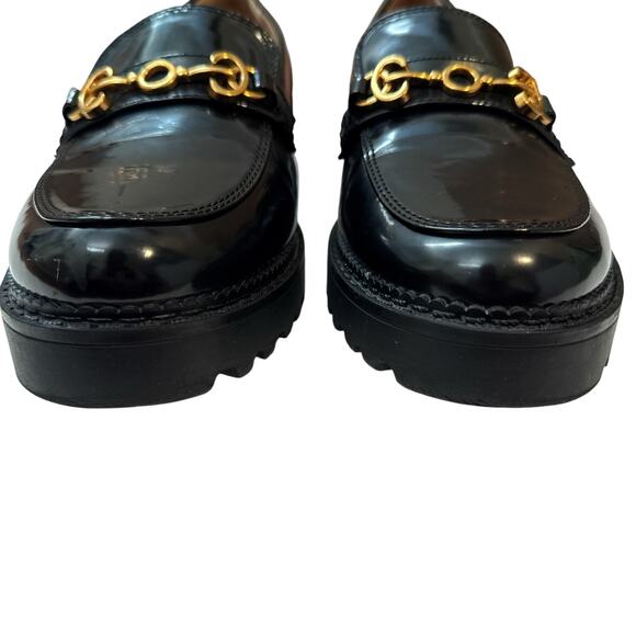 Circus NY by Sam Edelman Deana Loafers Black Patent Gold Chain Size 10 - Picture 5 of 11